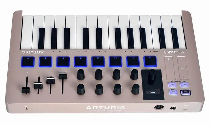 Arturia MiniLab 3 Champagne, vue de profil, photo 4
